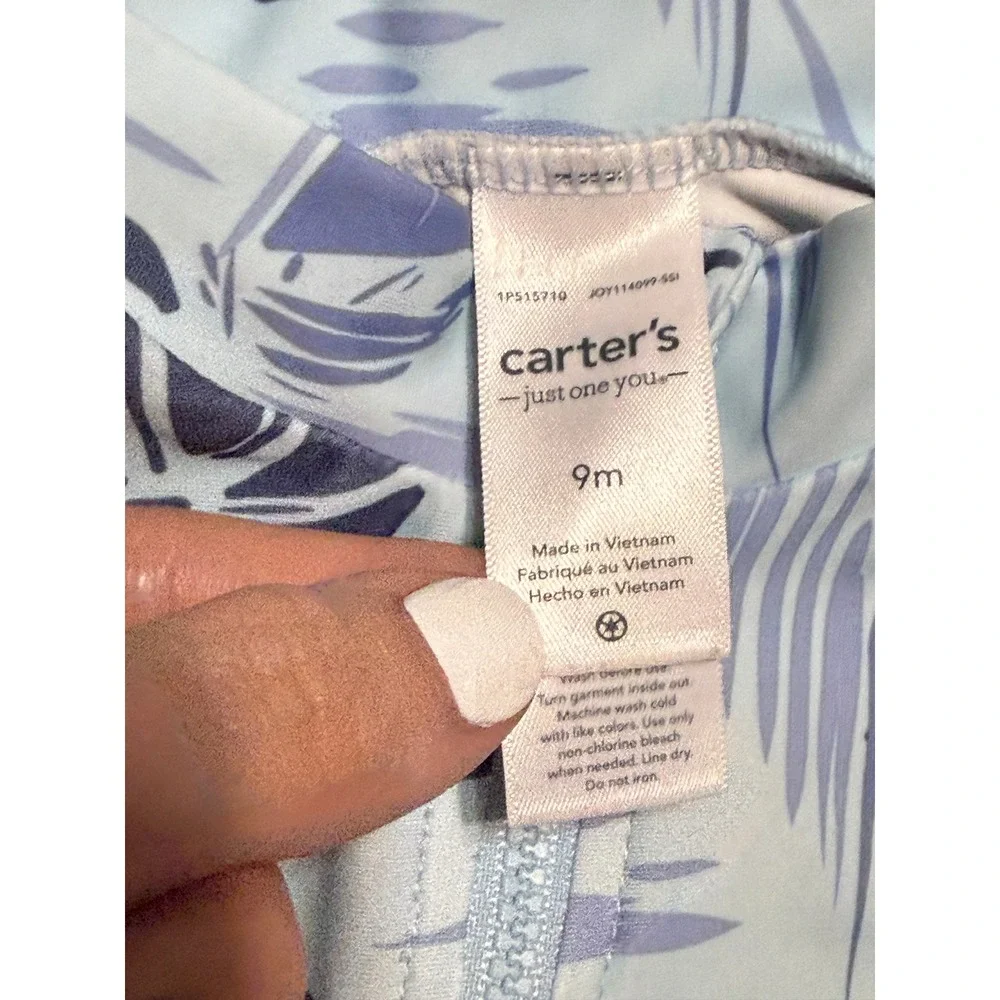 Carter's Just One You Romper Baby Size 9m Blue Sailboat Rash Guard Swimsuit
